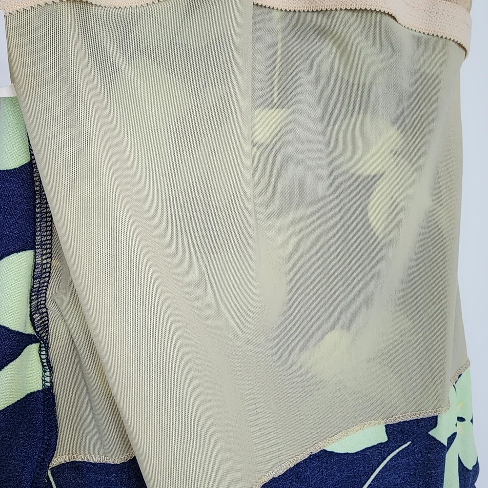 Floral plus size navy‎ lime 1 piece swimsuit 16